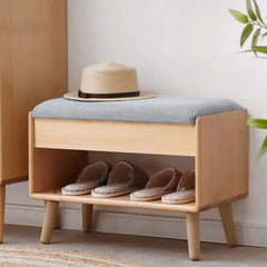 Upholstered Shoe Rack FlipTop StoolGreen with Farmhouse Bench Design