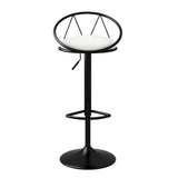 Modern Upholstered Adjustable Height Swivel Black Bar Stool Set of 2