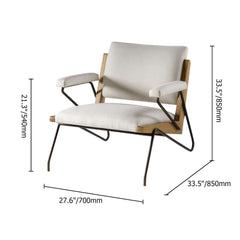 Chic beige arm chair upholstered in cotton and linen, supported by durable black carbon steel