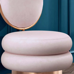 Round tufted accent chair in pink velvet with back, luxurious rose gold vanity stool