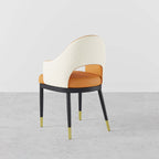 Modern Orange & Coffee PU Leather Open Back Dining Chair Set of 2 with Arms