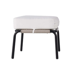 White and black outdoor sofa with ottoman for modern outdoor living