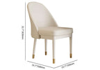 Minimalist beige faux leather dining chair crafted with solid wood frame for contemporary dining areas