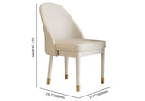 Modern Minimalist Beige Faux Leather Dining Chair in Solid Wood Frame