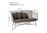 Outdoor PE Rattan Loveseat with Cushion Pillows Included Patio Sofa Metal Legs
