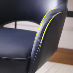 Blue Upholstered Faux Leather Task Chair with Swivel for Office Desk