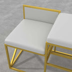 Chic modern white and gold upholstered bench for entryway decor
