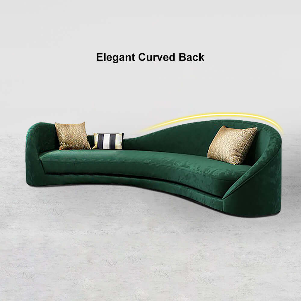 Plush green velvet upholstered sofa with solid wood frame for stylish living spaces