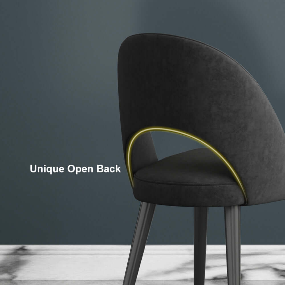 Sleek and comfortable blue velvet dining chair with curved back, set of 2 for modern dining