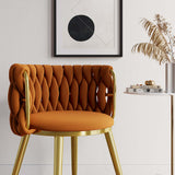 Nordic Pink Round Accent Chair with Velvet Upholstery