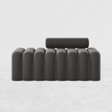 Modern Line Tufted Bench Upholstered Bench with Round Back Blue/White/Gray/Orange