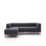 94.5" Modern Tufted Velvet Upholstered Sofa 3Seater Sofa Gray Sectional in Gold Base