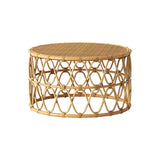 Boho Style 2Piece Natural Rattan Hand Woven Round Coffee Table & Side Table Set