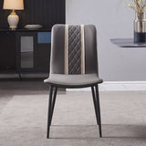 Gray Armless Dining Chair Faux Leather High Back Upholstered Dining Chair Set of 2