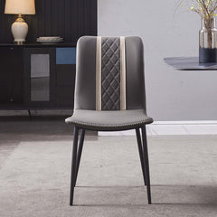 Modern gray dining chair with armless design and comfortable faux leather upholstery