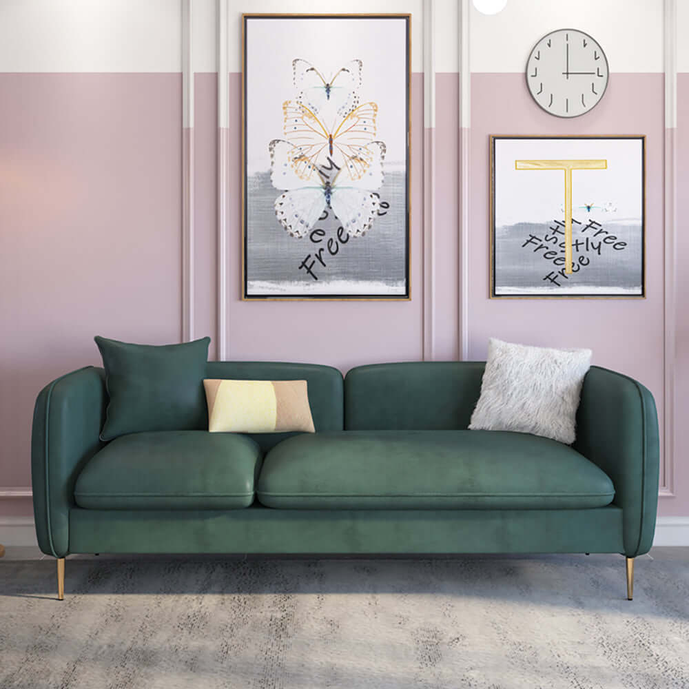 Green LeathAire Modern Sofa with Stainless Steel Base - 70.9" 3Seater Upholstered Hauptbild