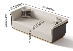 Chic rectangle sofa in off-white and brown for 3-seaters with Microfiber Leather Upholstery