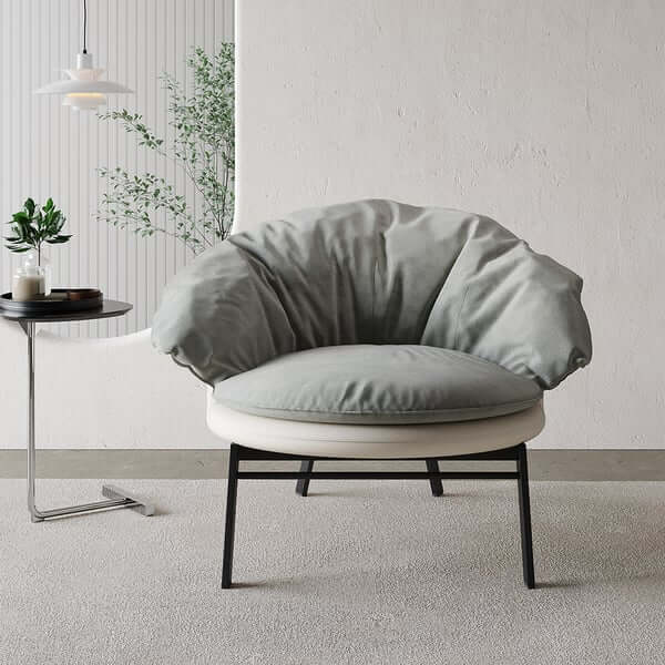 Modern Gray & Beige Lounge Chair with Comfortable Padded Cushion