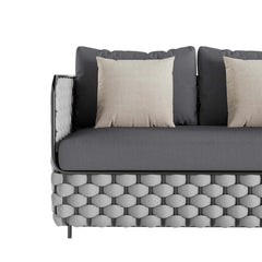 Black patio sofa with wide seating for outdoor comfort