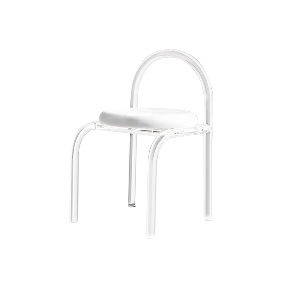 Modern White Vanity Stool with Back Velvet Upholstered Acrylic Vanity Chair for Bedroom