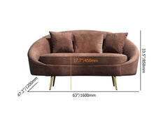 Pink velvet sofa with gold metal frame and toss pillow, modern design furniture