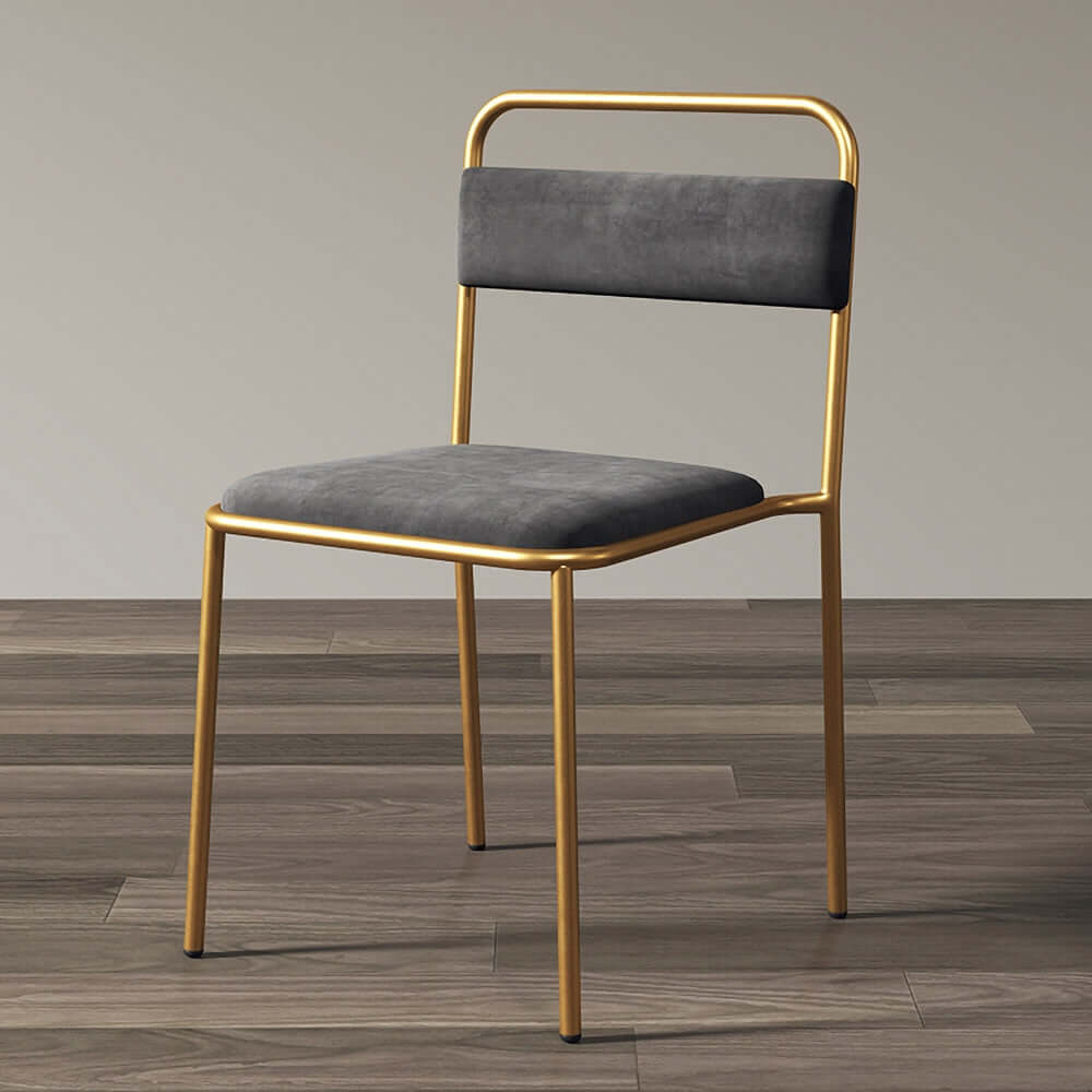 Modern Gray Upholstered Dining Chair Armless Dinging Chair Set of 2 in Gold Zweitbild