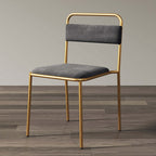 Sleek and stylish armless dining chair pair, upholstered in gray with a luxurious gold finish, modern design