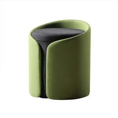 Chic round pouf in green, upholstered in cotton & linen for a stylish and cozy addition to any room