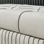 Modern upholstered storage bench in gray velvet with stylish gold legs