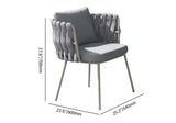 7 Pieces Outdoor Dining Set with Oval Faux Marble Top Table and Rope Woven Armchair