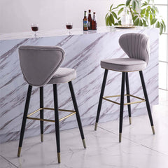 Modern blue velvet counter height bar stools with back for elegant kitchen seating