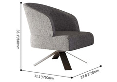 Sophisticated gray cotton and linen upholstered chair with stainless steel base