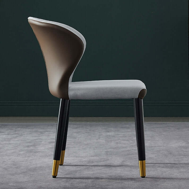 Moderner grauer Satz von 2 gepolsterten Wingback Esszimmerstühlen PU Leder Zweitbild