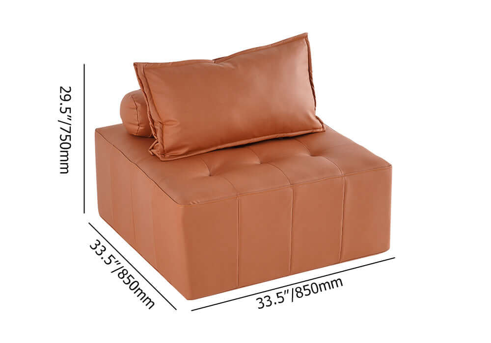 Sleek Brown Armless Lounge Chair in LeathAire Material for Comfortable Seating in Home or Office