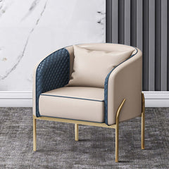 Modern gold accent chair with tufted PU leather upholstery