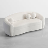 78" Modern White Boucle Sherpa  3 Seaters Curved Sofa for Living Room