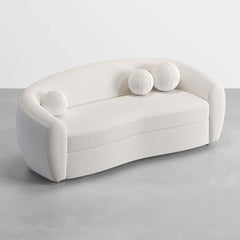 Luxurious 78" modern white boucle sherpa 3 seater curved sofa for comfortable living room