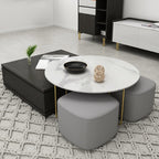 Round and square nesting coffee table set with storage and ottomans, 2-piece accent tables for living room main product image