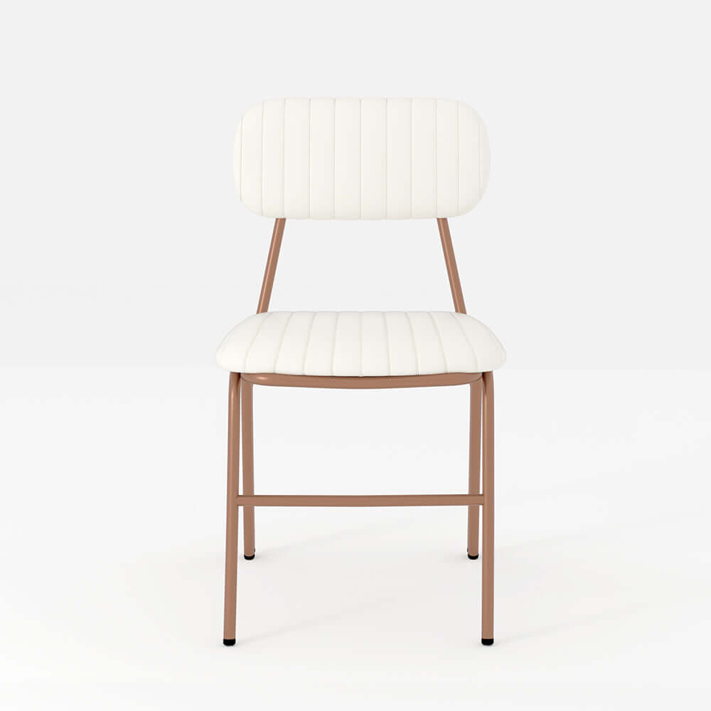 Contemporary brown dining chairs set of 2 with stylish faux leather upholstery and sturdy metal frame