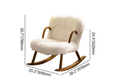 White Gray Boucle Sherpa Rocking Chair Upholstered in Soft Khaki Fabric