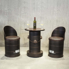 2-Pack Industrial Bar Stools with Backs, Elegant Pub Height PU Leather Barrel Bar Stools