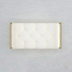 Stylish 31.5'' modern gray faux leather bench with luxurious gold metal legs