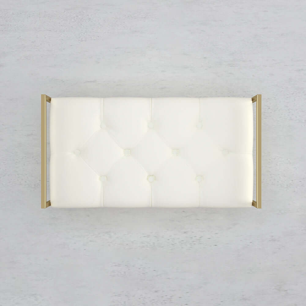 Stylish 31.5'' modern gray faux leather bench with luxurious gold metal legs