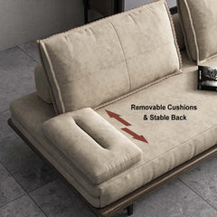 Convertible Sleeper Sofa in Khaki Wood with MidCentury Modern Design