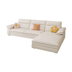 Off White Microfibres Reversible Sleeper Sectional Sofa with Chaise Pull Out Sofa Bed - Elegant Indoor Entertainment Seating