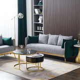 78.7" Modern Houndstooth Upholstered Sofa 3Seater Green Velvet Sofa