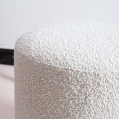 Chic and stylish modern white round lamb boucle sherpa vanity stool makeup stool furniture piece