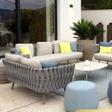 57.1" Woven Rattan Outdoor Sofa Loveseat Pillow Back and Cushion