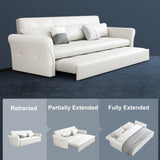 109" Power Reclining Sleeper Sofa Bed Convertible White LeathAire Tufted Upholstered