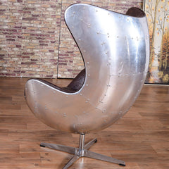 High-quality brown & silver leather task chair with wing back, perfect for a professional and comfortable workspace